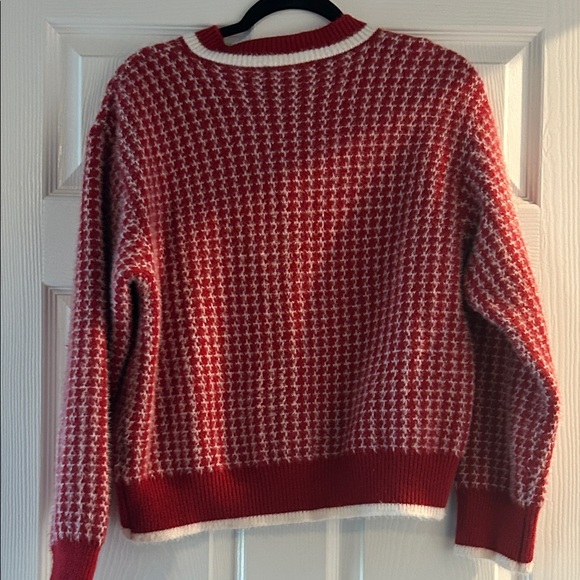 Red and White Women's Sweater - Picture 6 of 8